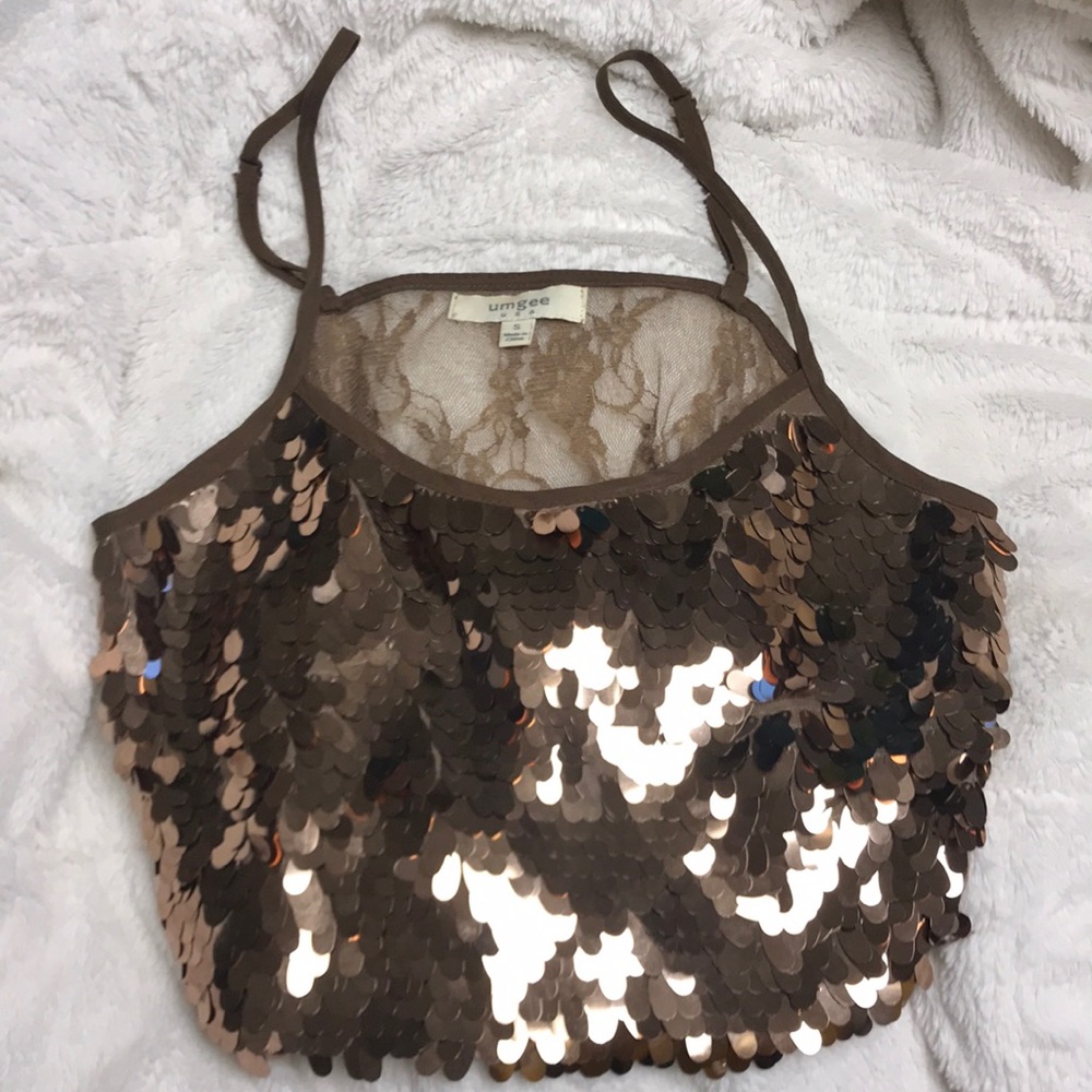 Gold sequin crop top